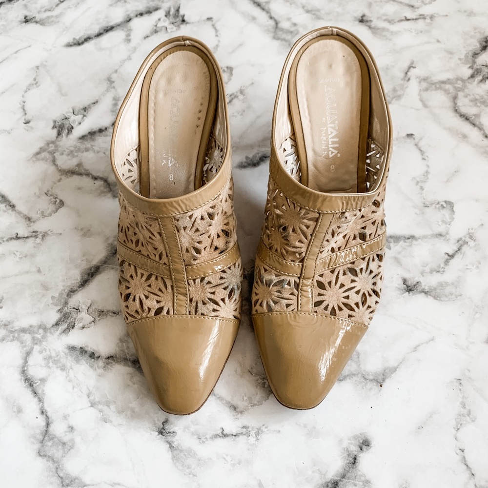 Aquatalia suede pattern mules